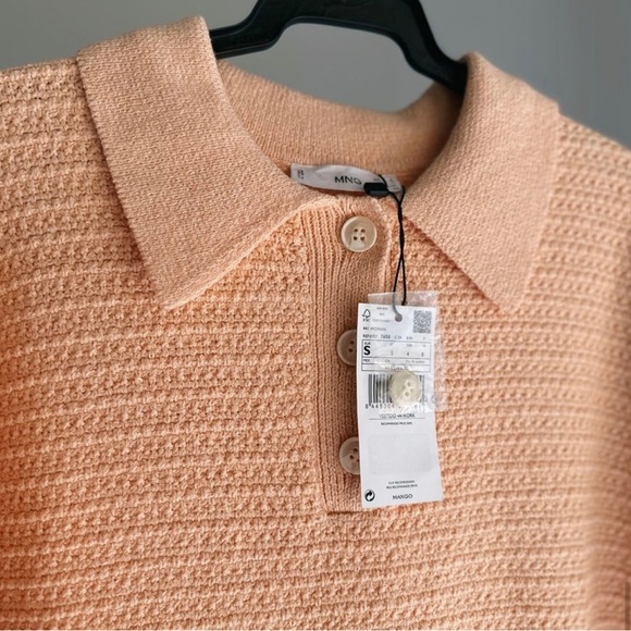 NWT Mango knit dress collar mini orange grapefruit Small S - Picture 3 of 5